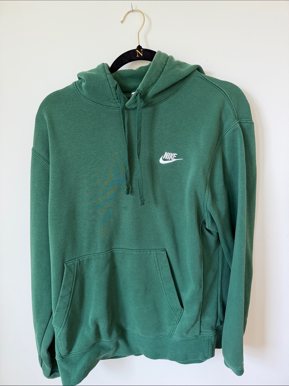 Nike Men's Green Pullover Hoodie with White Swoosh